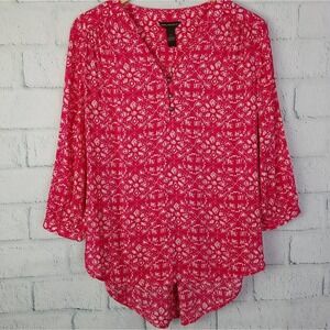 Bit & Bridle Womens Pink & White Popover Top Size Small